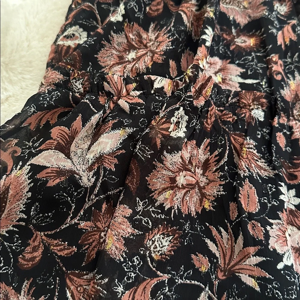 Madewell Black Floral Puff-Sleeve Dress with Pink, Maroon and Cream Blooms, 12 - Picture 6 of 16